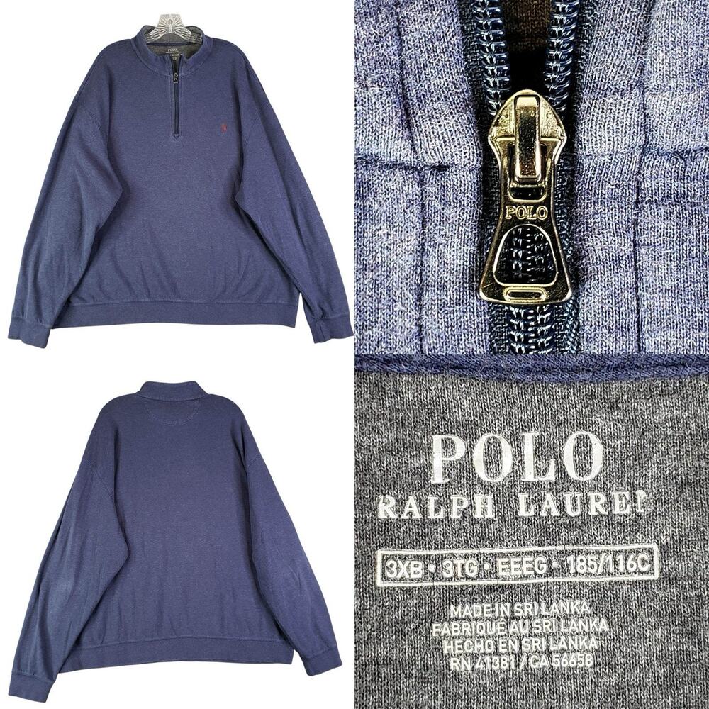 Polo Ralph‎ Lauren Cotton Sweatshirt Navy Blue Men’s Size 3XB Quarter Zip